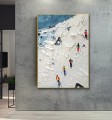 Skifahrer auf Schneebedeckter Berg Sky Sport von Palettenmesser Wandkunst Minimalismus
